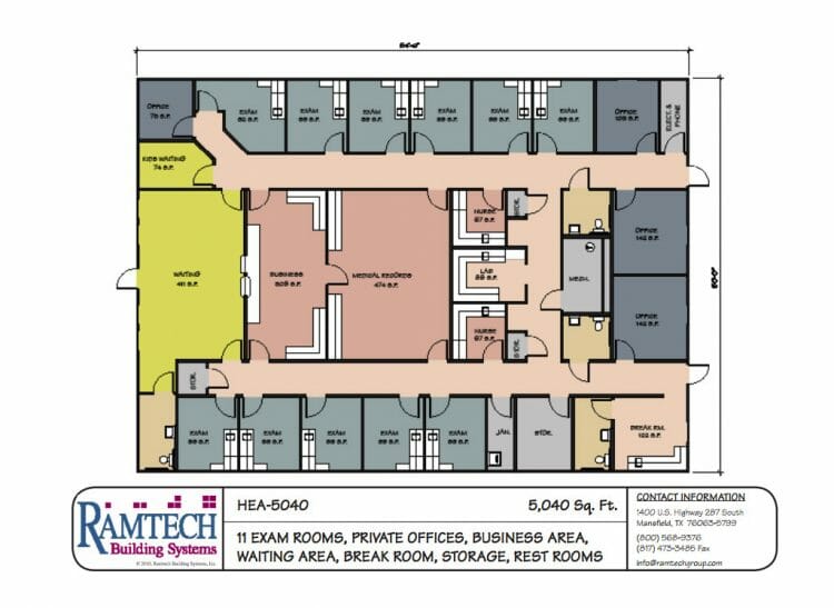 HEA-5040 11 medical exam room and business office floor plan