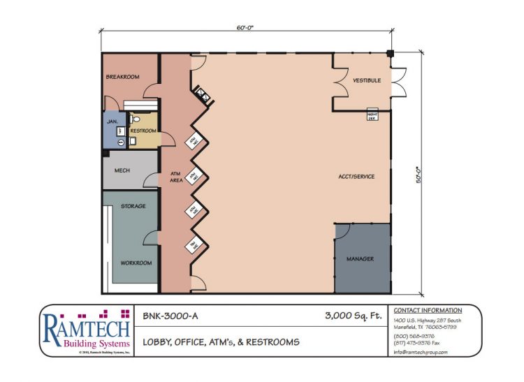 Office lobby and restroom floor plan