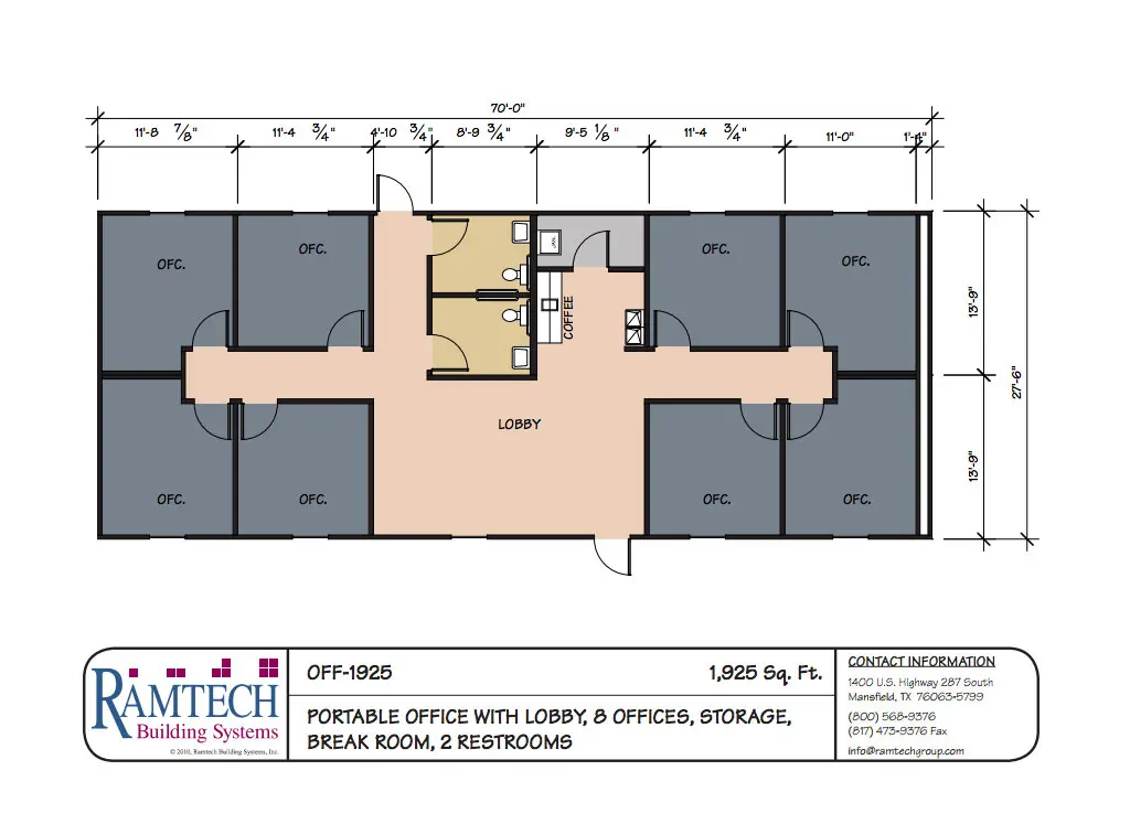portable office with lobby and business offices floor plan