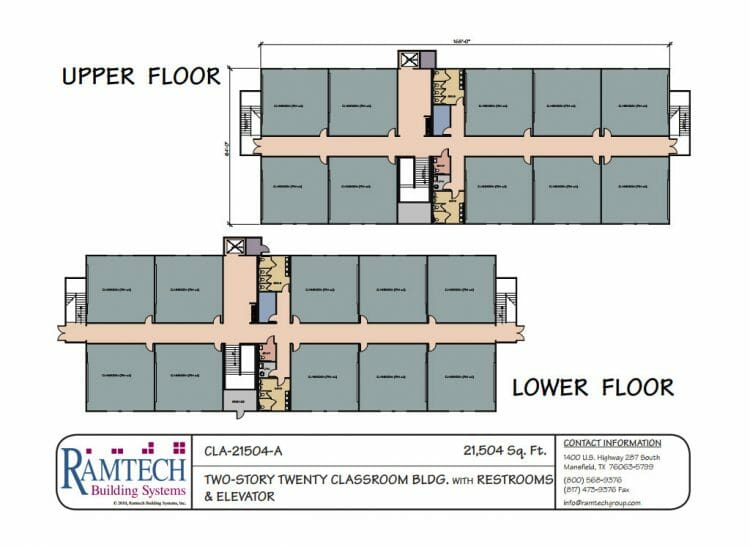 2-story classroom building floor plan