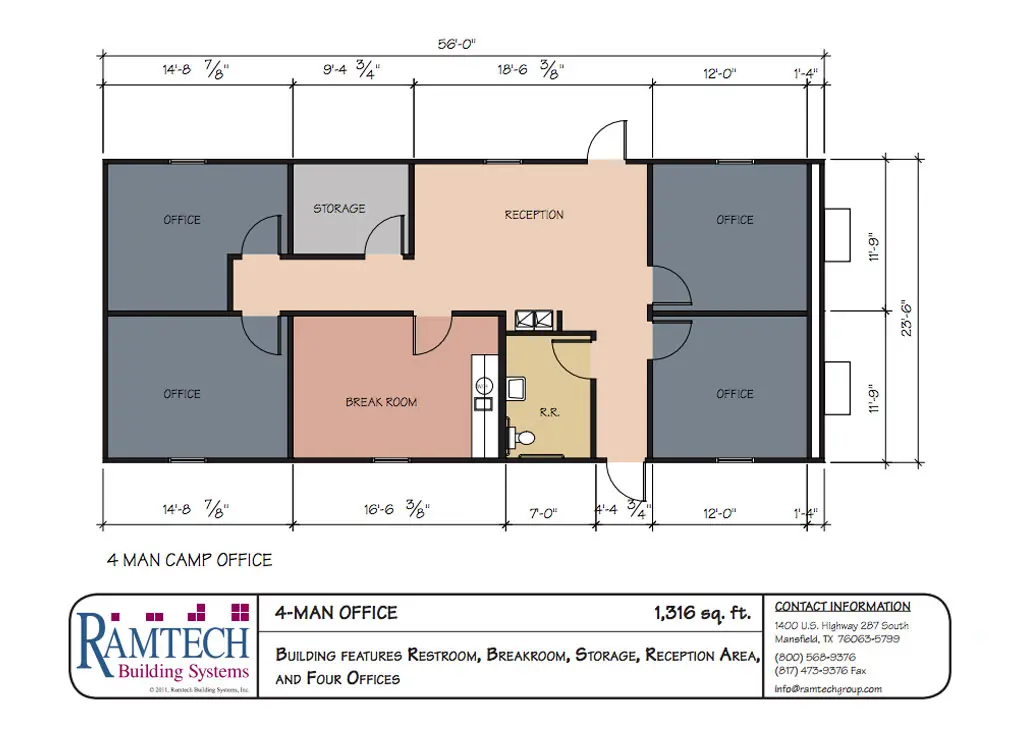 4 man office floor plan