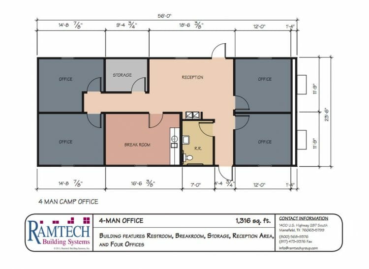 4 man office floor plan