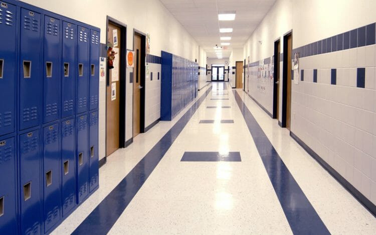 leggett-hallway permanent modular construction Leggett ISD, High School