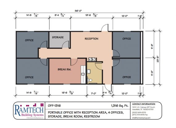 portable office with reception and office rooms floor plan
