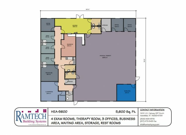 HEA-5600 4 medical exam room and business offices floor plan