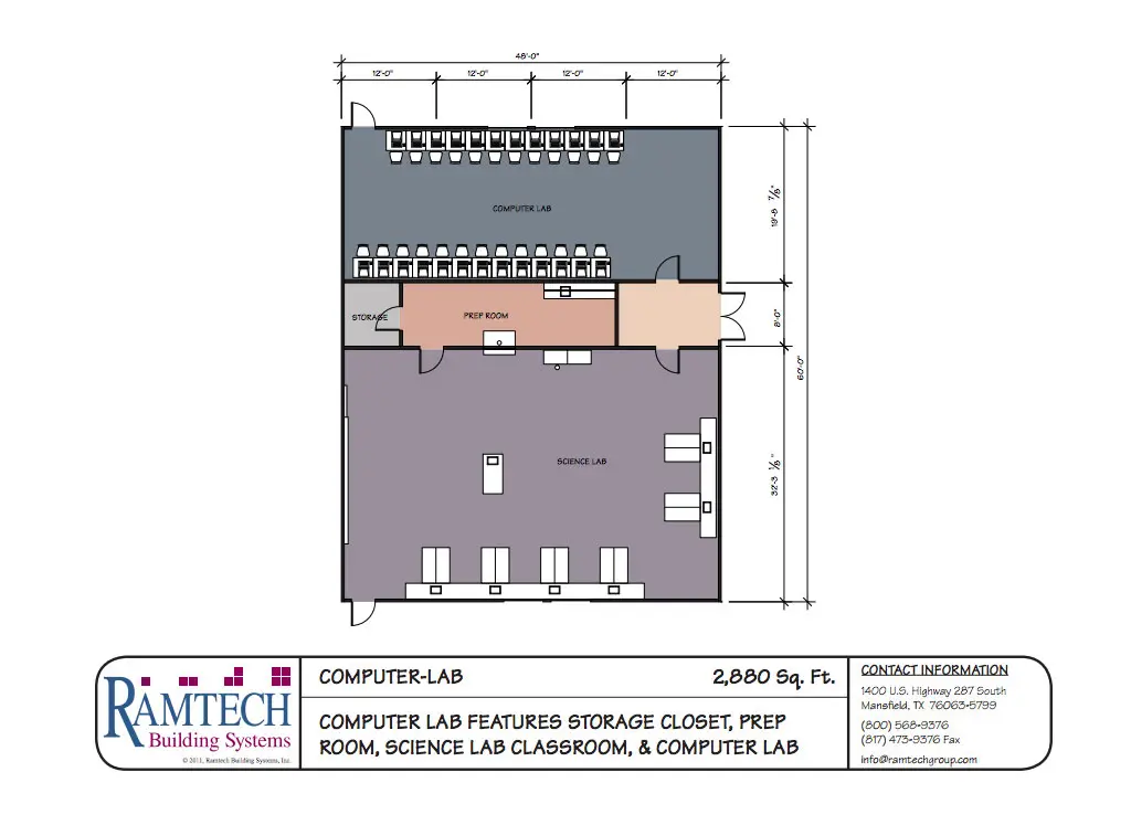 computer lab and science classroom floor plan