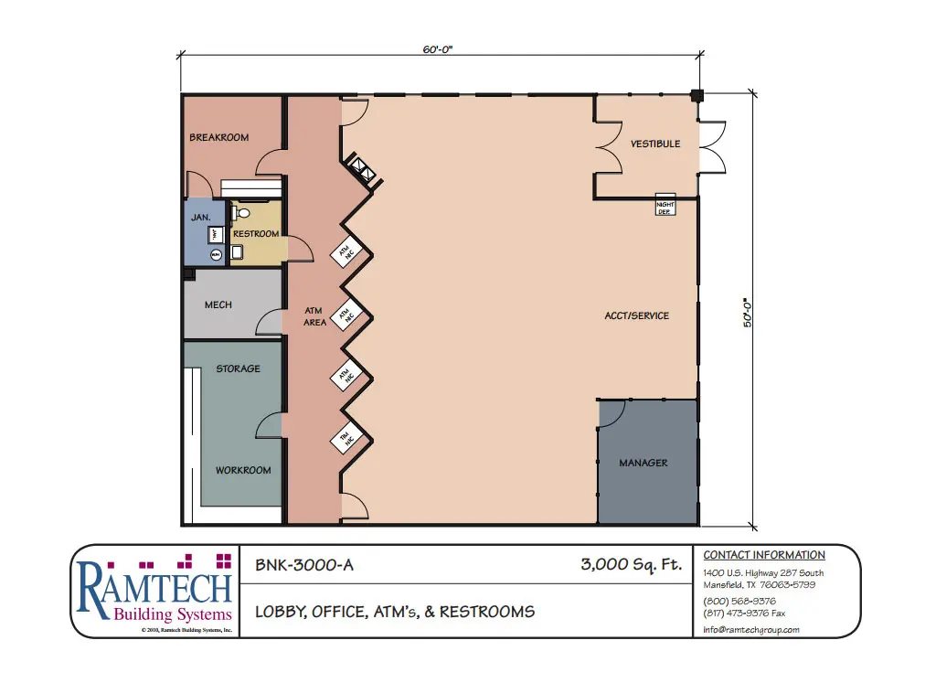 Office lobby and restroom floor plan